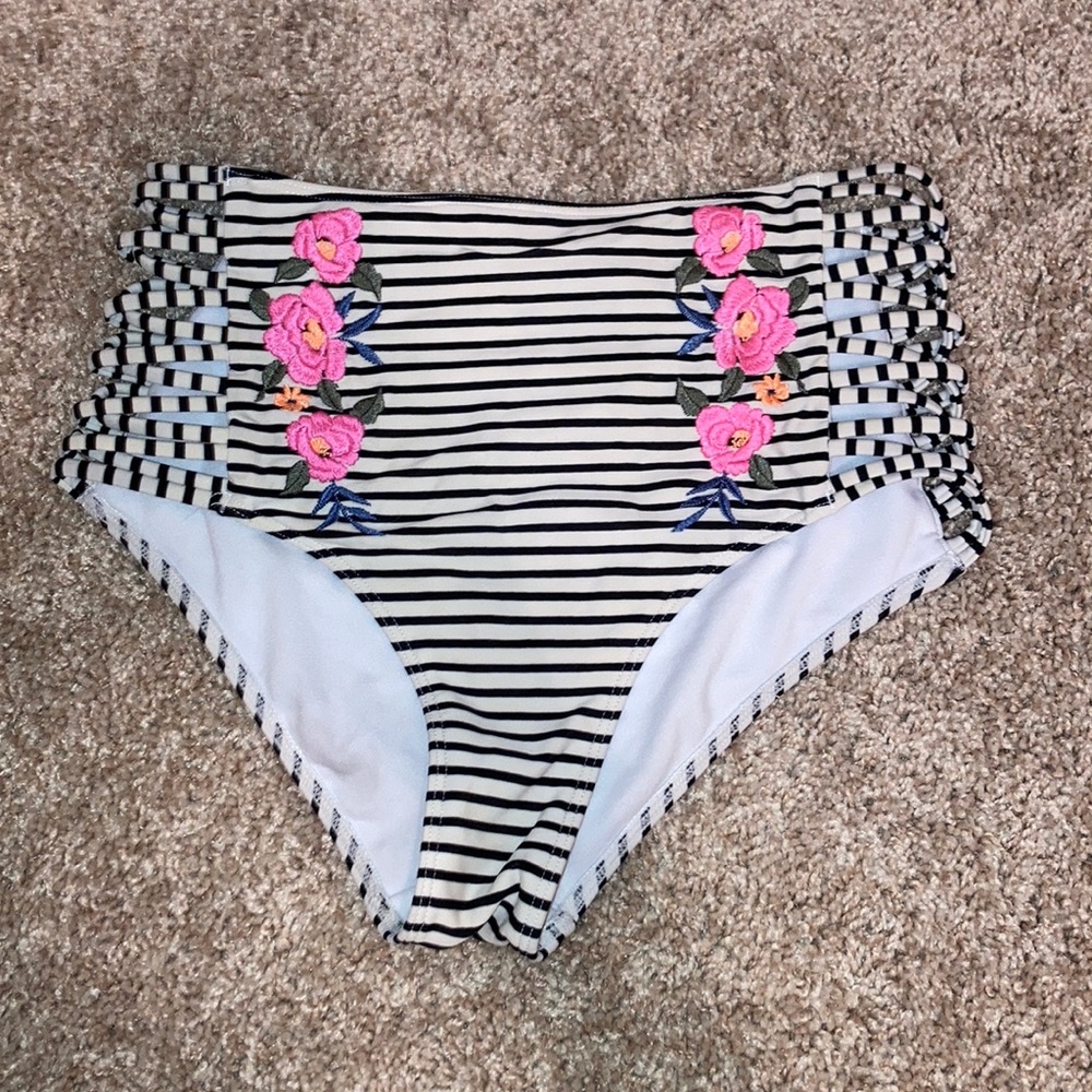 Hollister Embroidery Striped Bikini Bottoms